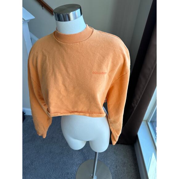 Collusion cropped orange crewneck sweatshirt, size XS - Picture 3 of 9